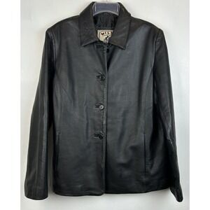 Vintage Leather Coat Womens XXL Black Jacket Heavy Quilted Lining XL Wilda Read